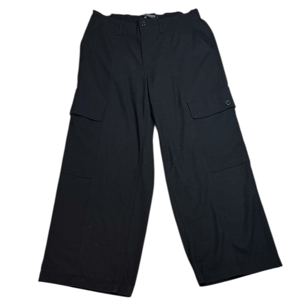 Liverpool Women's Black Wide Leg Cargo Pants sz 10 / 30 Elasticized Waistband